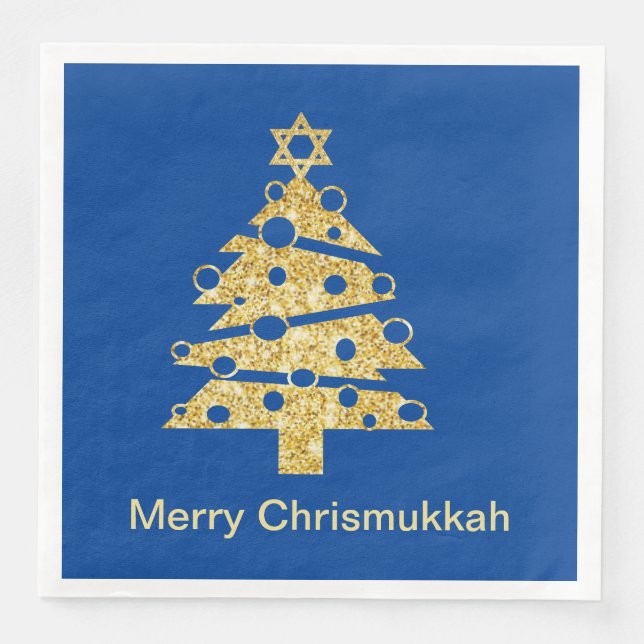 Serviette En Papier Arbre de Noël moderne Chrismukkah Papier Napkin (Devant)