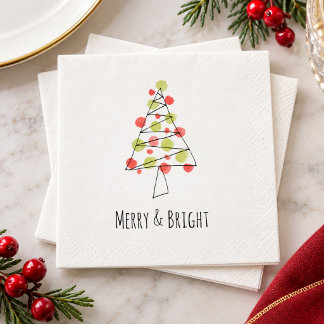 Serviette En Papier Arbre de Noël Moderne Fantaisiste Joyeux et Lumine