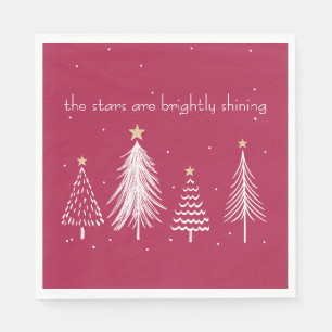 Serviette En Papier Arbre de Noël moderne - Rouge, Blanc, Or,