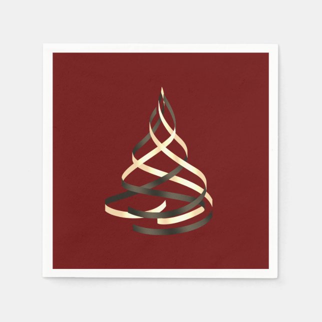 Serviette En Papier Arbre de Noël noir et or (Devant)