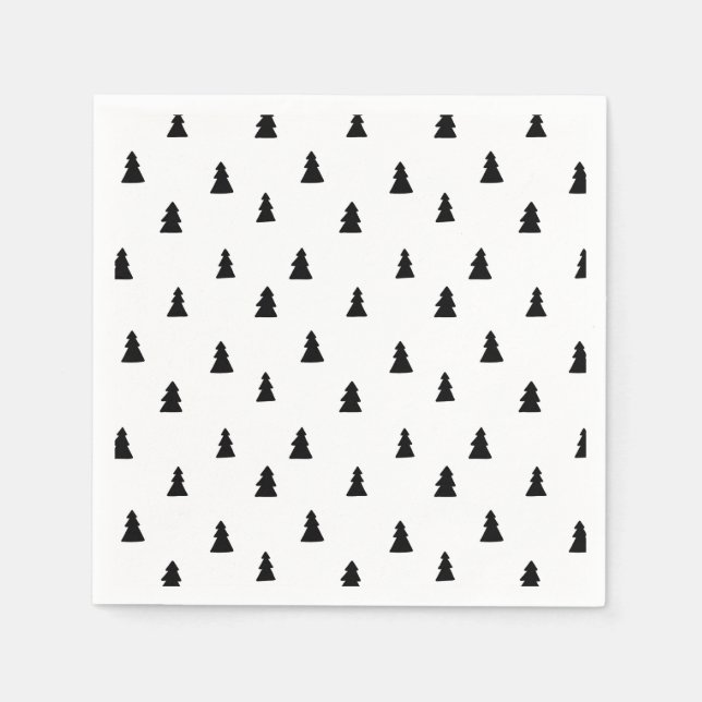 Serviette En Papier Arbre de Noël noir Motif scandinave (Devant)