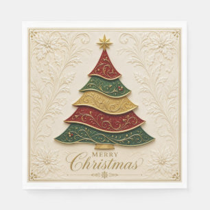 Serviette En Papier Arbre de Noël orné d'émail doré