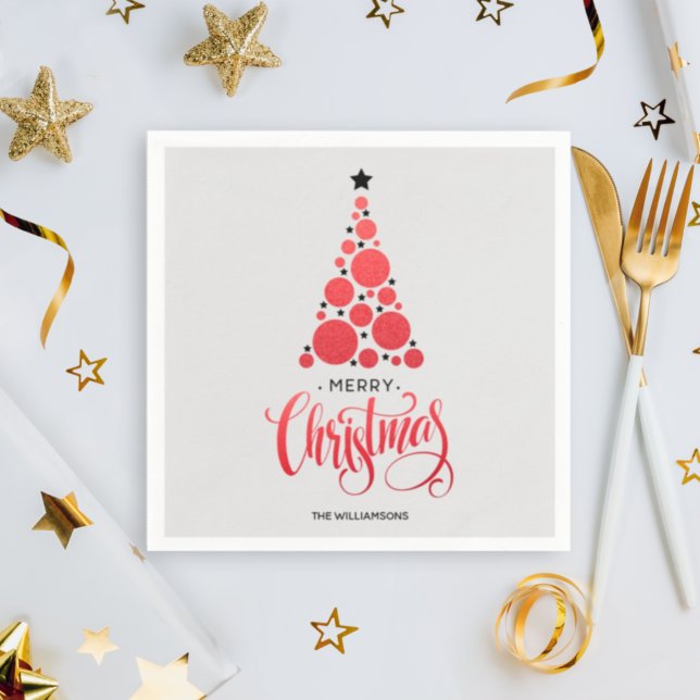 Serviette En Papier Arbre de Noël rouge moderne Naples de vacances (Créateur téléchargé)