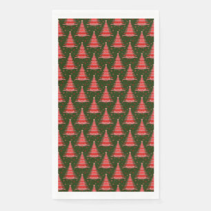 Serviette En Papier Arbre de Noël Rouge Vert Motif Design