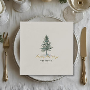 Serviette En Papier Arbre de Noël Rustique Nom de Famille Fête de Fête