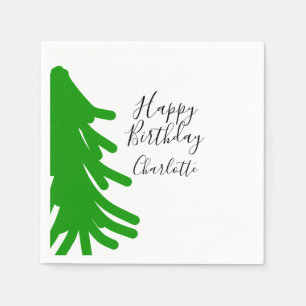 Serviette En Papier Arbre de Noël vert joyeux anniversaire décembre hi