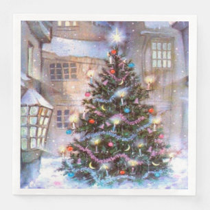 Serviette En Papier Arbre de Noël Vintage