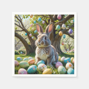 Serviette En Papier Arbre de Pâques avec lapin