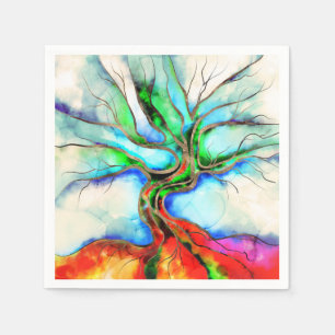 Serviette En Papier Arbre de vie - aquarelle, encre et or