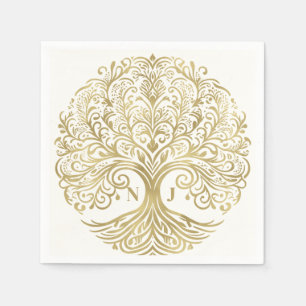 Serviette En Papier Arbre de vie Cream & Gold Celtic Mariage