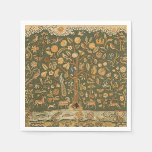 Serviette En Papier Arbre de vie et licorne en tapisserie anglaise anc