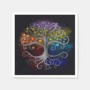 Serviette En Papier Arbre de vie Silver Swirl