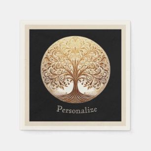Serviette En Papier Arbre de Vie Spirituel Zen en Or Élégant