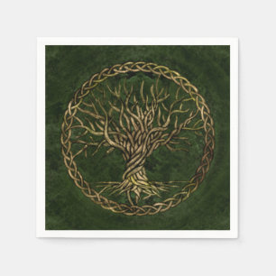 Serviette En Papier Arbre de vie -Yggdrasil -vert et or
