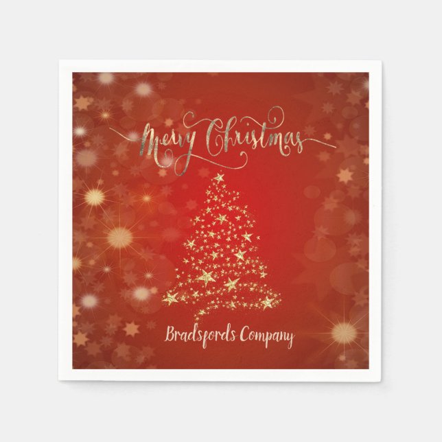 Serviette En Papier Arbre d'or de Noël élégant (Devant)