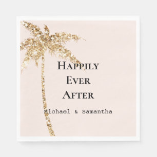 Serviette En Papier Arbre tropical à palmier pailleté or