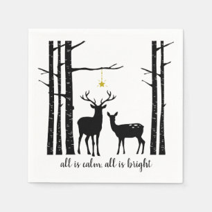 Serviette En Papier Arbres de bouleau et Noël de cerfs