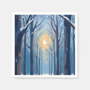 Serviette En Papier Arbres de forêt d'hiver aquarelle