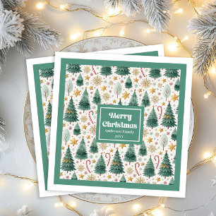 Serviette En Papier Arbres de Noël Chic Napperons en Papier pour les F