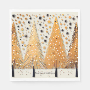 Serviette En Papier Arbres de Noël dorés Flammes de neige brillantes F