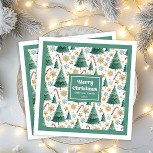 Serviette En Papier Arbres de Noël Élégants Serviettes de Fête Rouge V