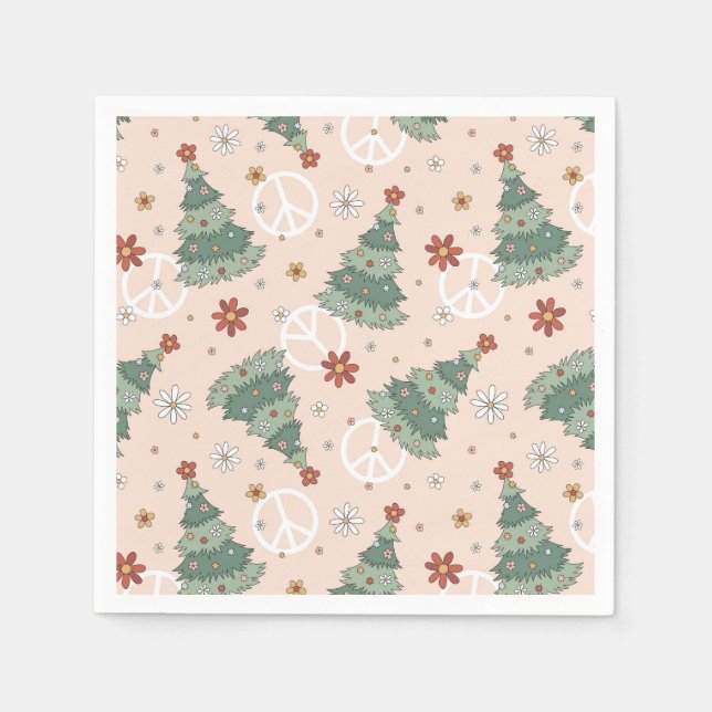 Serviette En Papier Arbres de Noël et signes de paix Motif (Devant)