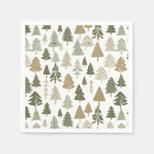 Serviette En Papier Arbres de Noël modernes Sage Olive Green Motif