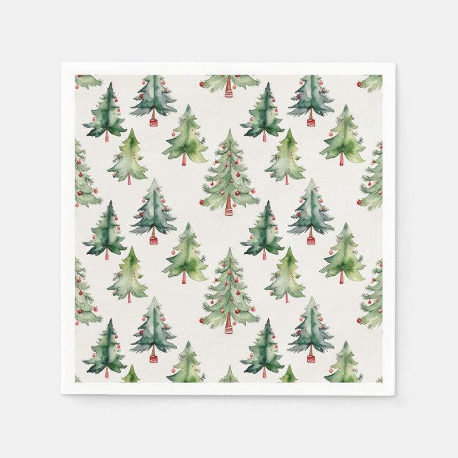 Serviette En Papier Arbres de Noël sapins verts serviettes (Devant)