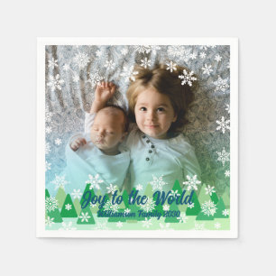 Serviette En Papier Arbres de Noël Snowflakes blanc Joie au monde