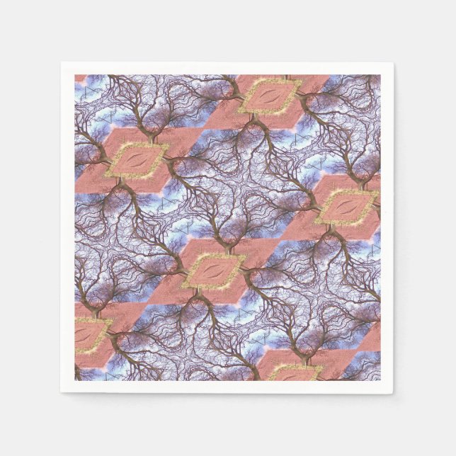 SERVIETTE EN PAPIER ARBRES ET CHAMPS MOTIF (Devant)