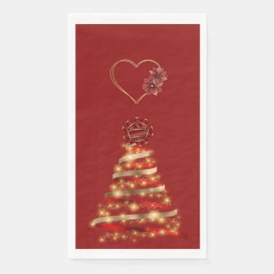 Serviette En Papier Arbres modernes Noël Rouge & Or