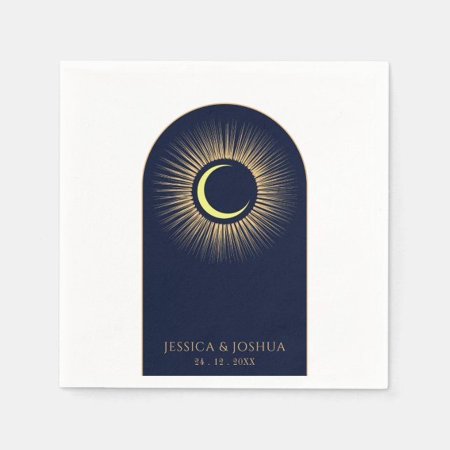 Serviette En Papier Arc bleu de la marine céleste Lune mystique du sol (Devant)