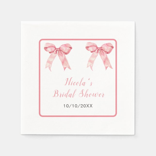 Serviette En Papier Arc Bridal Shower Coquette Rose (Devant)