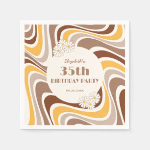 Serviette En Papier Arc de fleurs artistiques de la vague rétro Brown