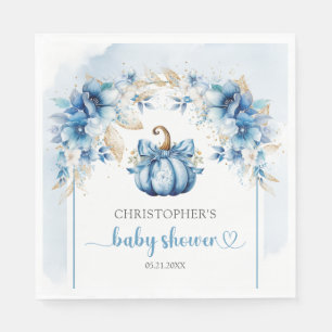 Serviette En Papier Arc de fleurs citrouilles Boho bleu poussiéreux et