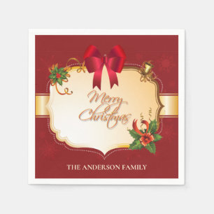 Serviette En Papier Arc de Noël traditionnel et cloches