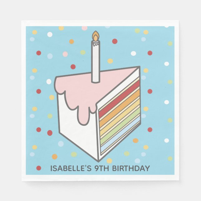 Serviette En Papier Arc en arc-en-ciel Coupe de gâteau Dotty anniversa (Devant)