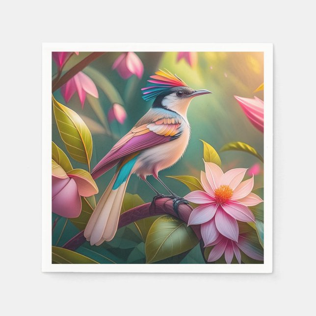 Serviette En Papier Arc en arc-en-ciel Jay Imaginaire Bird (Devant)