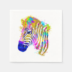 Serviette En Papier Arc en arc-en-ciel Peinture Zebra Graphique