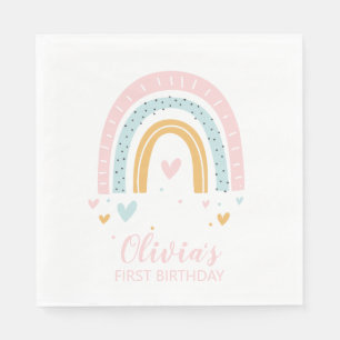 Serviette En Papier Arc en arc-en-ciel Premier anniversaire serviettes
