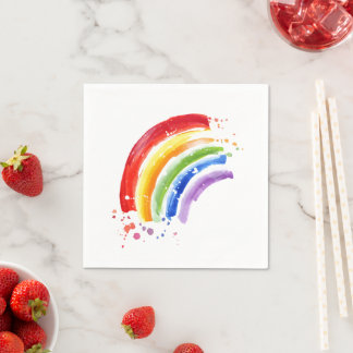 Serviette En Papier Arc-en-ciel à éclaboussure aquarelle