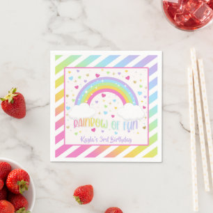 Serviette En Papier Arc-en-ciel Anniversaire Napkin - Pastel - Custom
