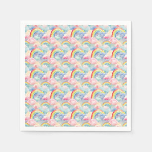 Serviette En Papier Arc-en-ciel coloré, nuage et étoile