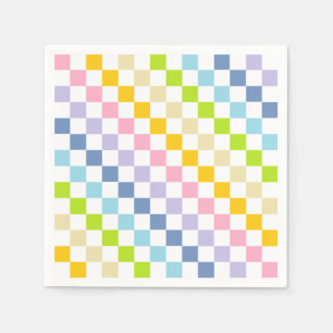 Serviette En Papier Arc-en-ciel en pastel Checkered