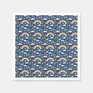 Serviette En Papier Arc-en-ciel, Fleurs et Motif de nuages