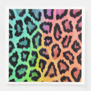 Serviette En Papier arc-en-ciel léopard fond