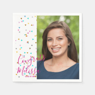 Serviette En Papier Arc-en-ciel moderne Confetti Graduation Photo serv