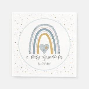 Serviette En Papier Arc-en-ciel moderne Gold Dusty Blue Boy Sprinky