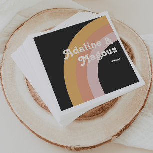 Serviette En Papier Arc-en-ciel moderne rétro 70's   Serviettes Mariag