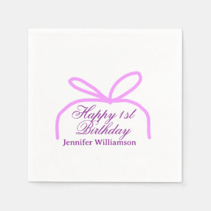 Serviette En Papier Arc-en-ciel rose violet 1er anniversaire nom date
